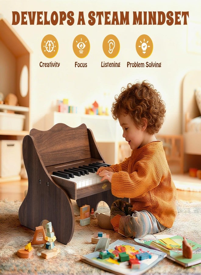 ايجوي بيانو أطفال من AiJoy، بيانو رقمي بـ ٢٥ مفتاحًا للأطفال الصغار، لعبة موسيقية تعليمية صغيرة، هدية خشبية للأطفال من الجنسين، مستوى صوت قابل للتعديل - Image 3